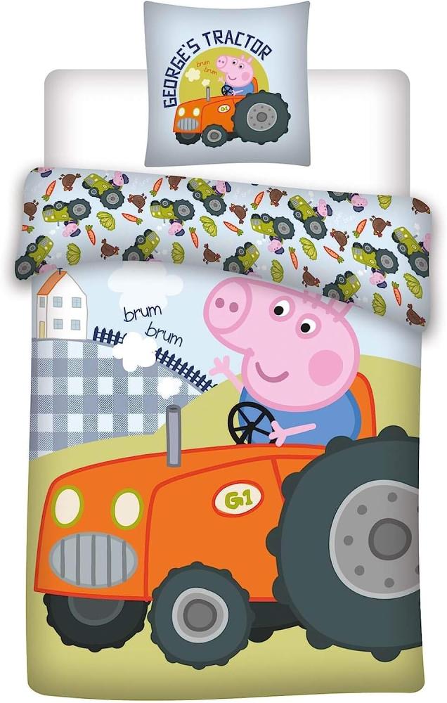 Peppa 'Georges Traktor' Wutz Baby Wende-Bettwäsche 100/135 + 40/60 cm Bild 1