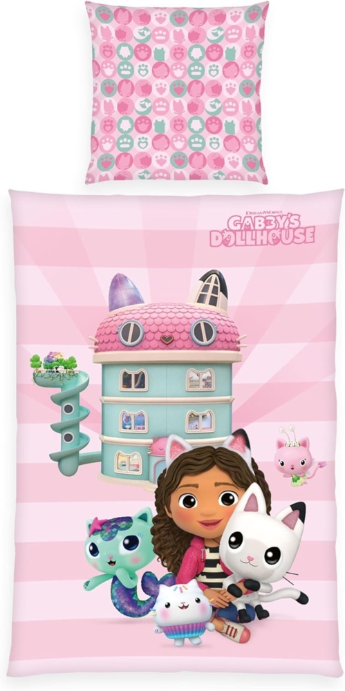 Dreamworks Gabby’s Dollhouse Kinderbettwäsche Gabbys Dollhouse, Renforcé, 2 teilig, mit tollem Motiv Bild 1