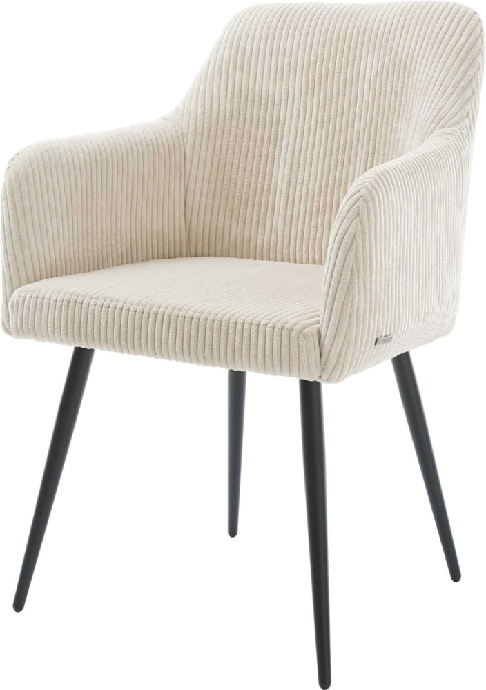 Esszimmerstuhl Greg-Flex Cord Beige 4-Fuß konisch Schwarz Taschenfederkern Bild 1