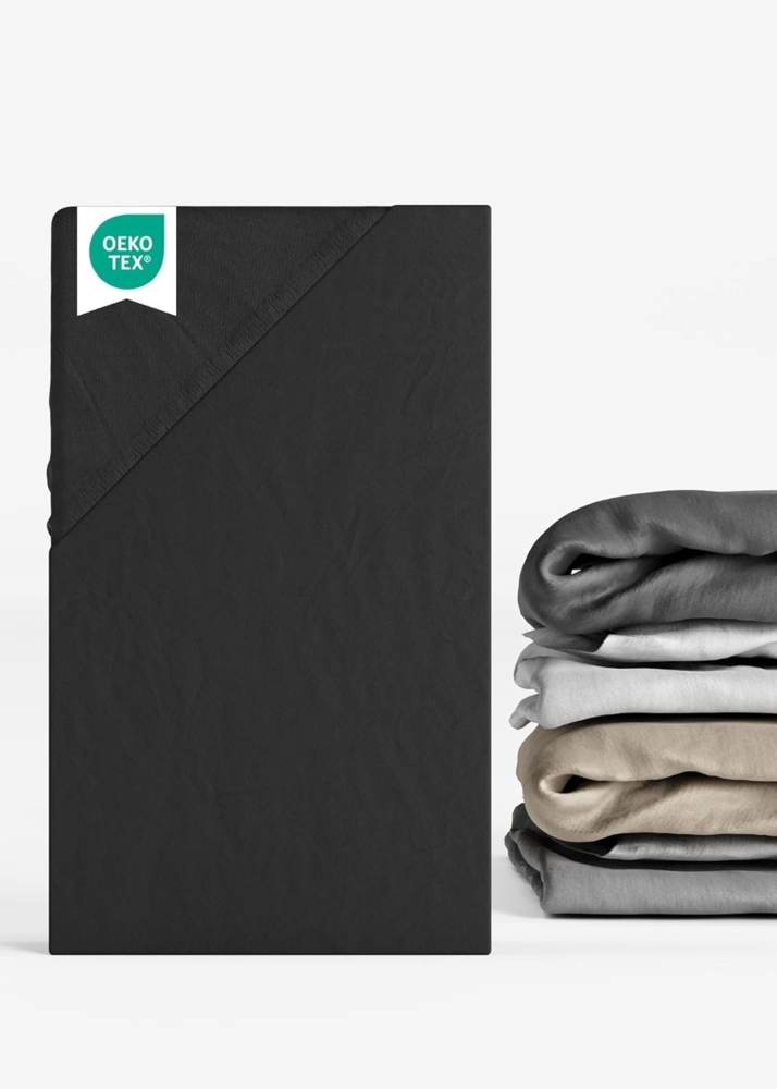 Sämann Spannbetttuch Spannbettlaken 70x140 cm Jersey schwarz Bild 1