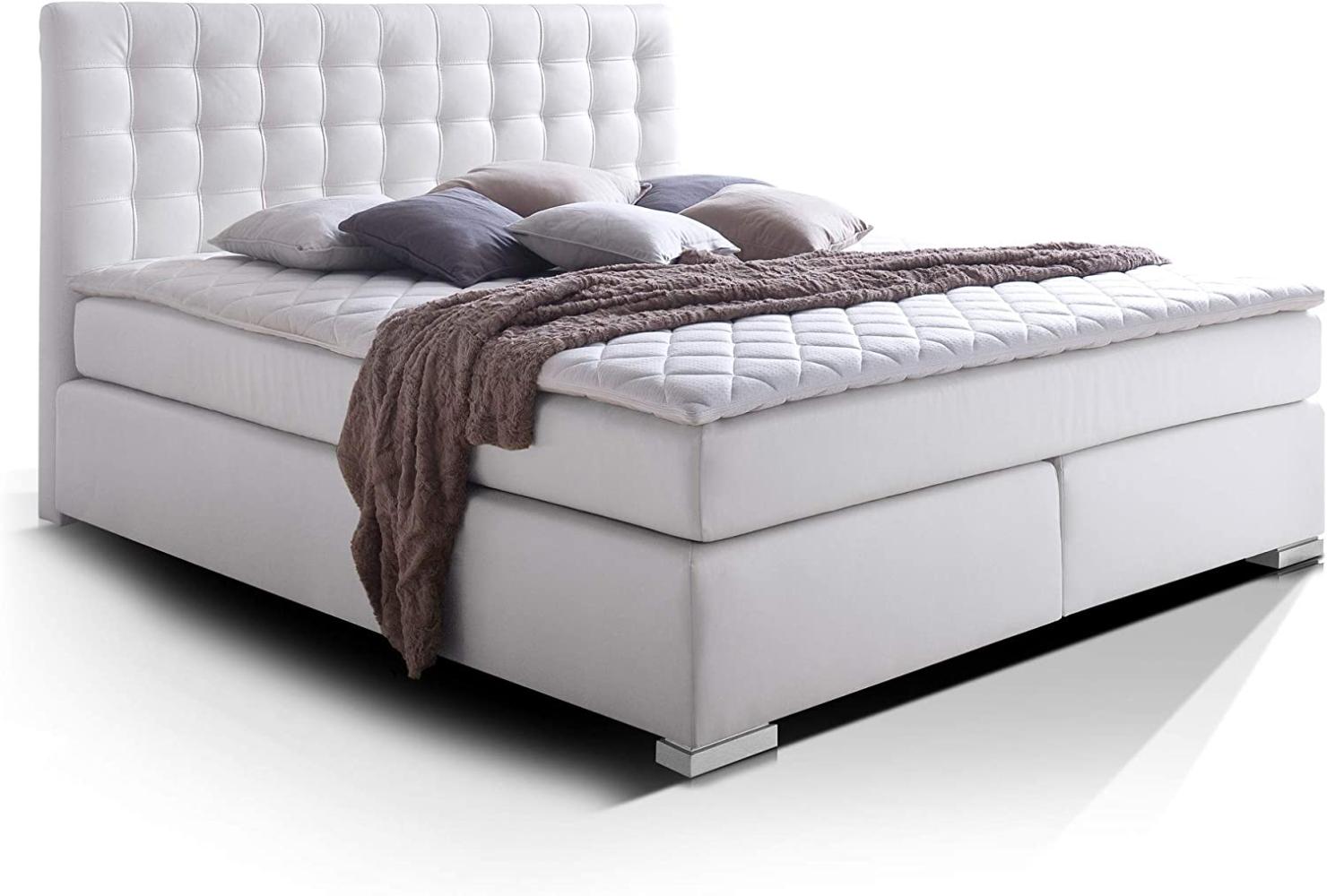 Möbel-Eins ISABELL PLUS Boxspringbett weiß 180 x 200 cm, Härtegrad 4 Bild 1