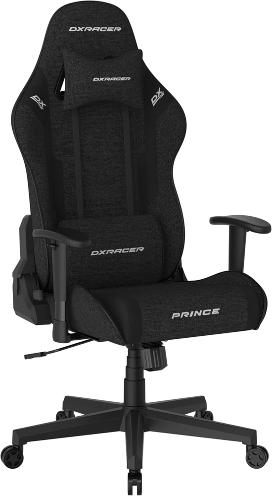 Robas Lund DXRacer Prince L PF132 Gaming-/ Büro-/ Schreibtischstuhl, mit Wippfunktion Gaming Stuhl Höhenverstellbarer Drehstuhl PC Stuhl Ergonomischer Chefsessel, schwarz Bild 1