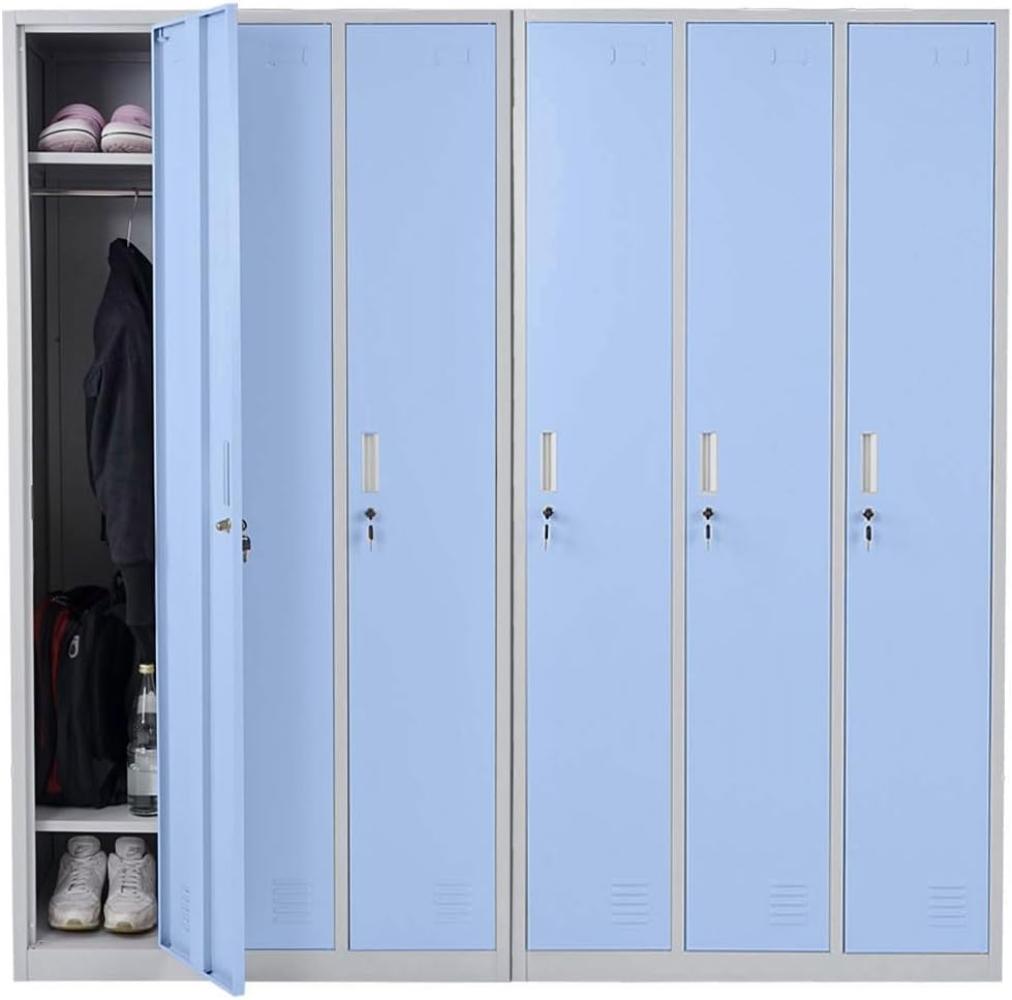 Schließfach Boston T829, Spind Wertfachschrank Schließfachschrank, Metall 6 Fächer ~ blau Bild 1