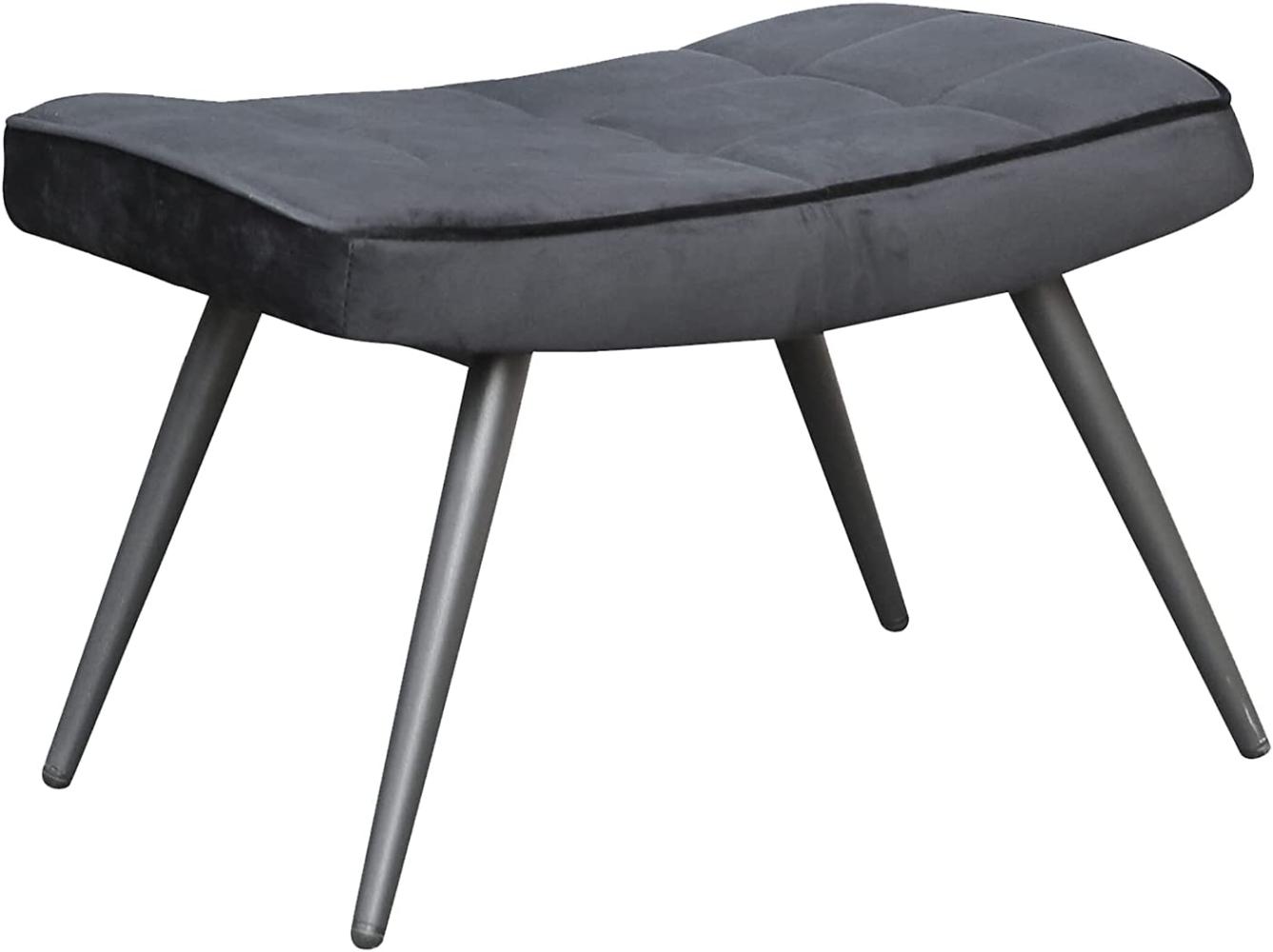 byLIVING Hocker Uta / Samt-Bezug schwarz / Gestell schwarz pulverbeschichtet / Fuß-Ablage / Sitzhocker / B 60, H 39, T 41 cm Bild 1