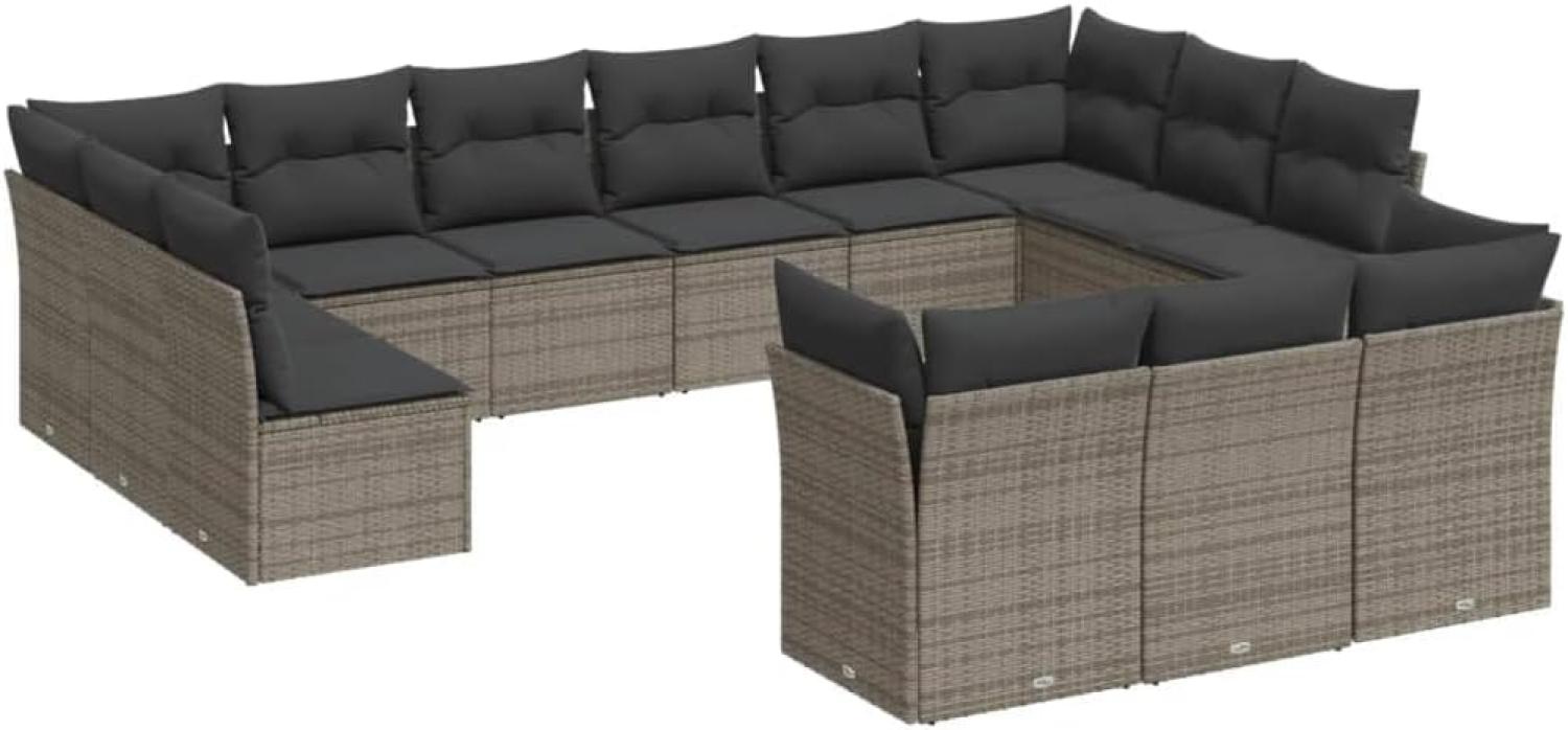 vidaXL 13-tlg. Garten-Sofagarnitur mit Kissen Grau Poly Rattan 3250289 Bild 1