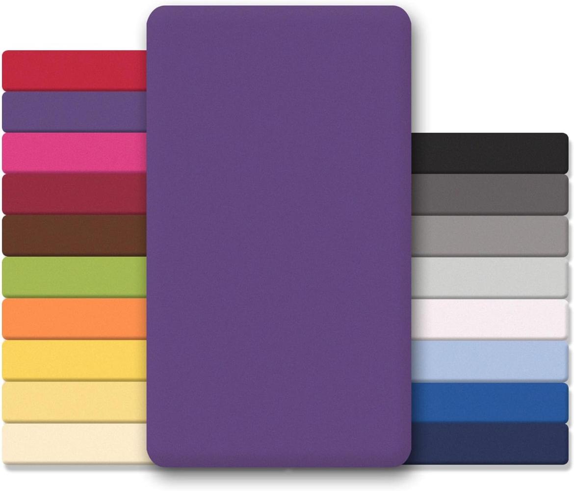 CelinaTex Jersey Topper Spannbettlaken Lucina Doppelpack 140x200-160x200cm lila 100% Baumwolle gekämmt bis 12cm Matratzenhöhe Oeko-TEX Bild 1