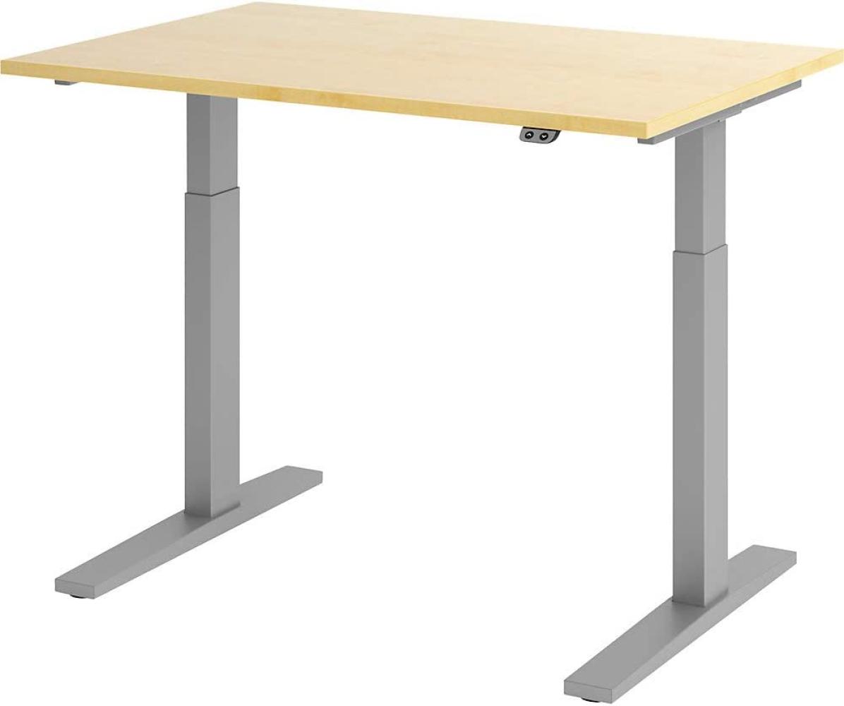 Sitz-Steh-Schreibtisch elektrisch 120x80cm Ahorn/Silber Bild 1