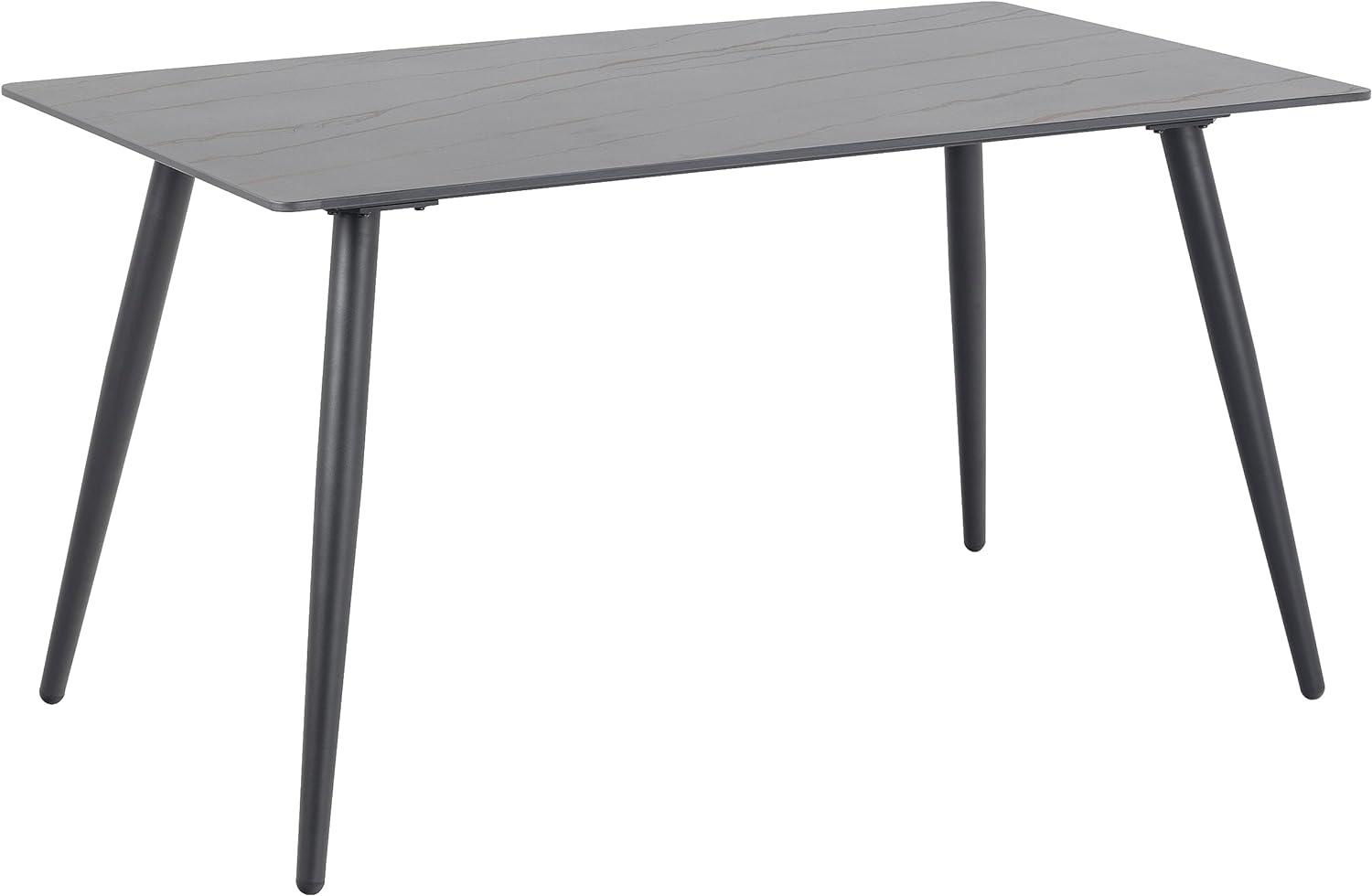 AC Design Furniture Wilford Esstisch für 6 Personen, Schwarze Tischplatte, Schwarze Metallbeine, Hitze- und Kratzbeständige Keramikplatte, Rechteckiger Esstisch, B: 140 x H: 75 x T: 80 cm Bild 1