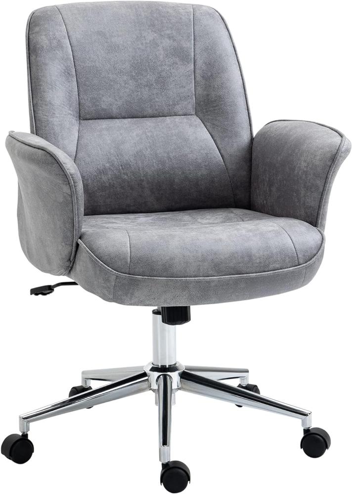 Vinsetto Bürostuhl Schreibtischstuhl höhenverstellbarer Drehstuhl ergonomischer Arbeitsstuhl mit Wippenfunktion modern schick Belastbar bis 120 kg Mikrofaser Hellgrau 67 x 69 x 92-102 cm Bild 1