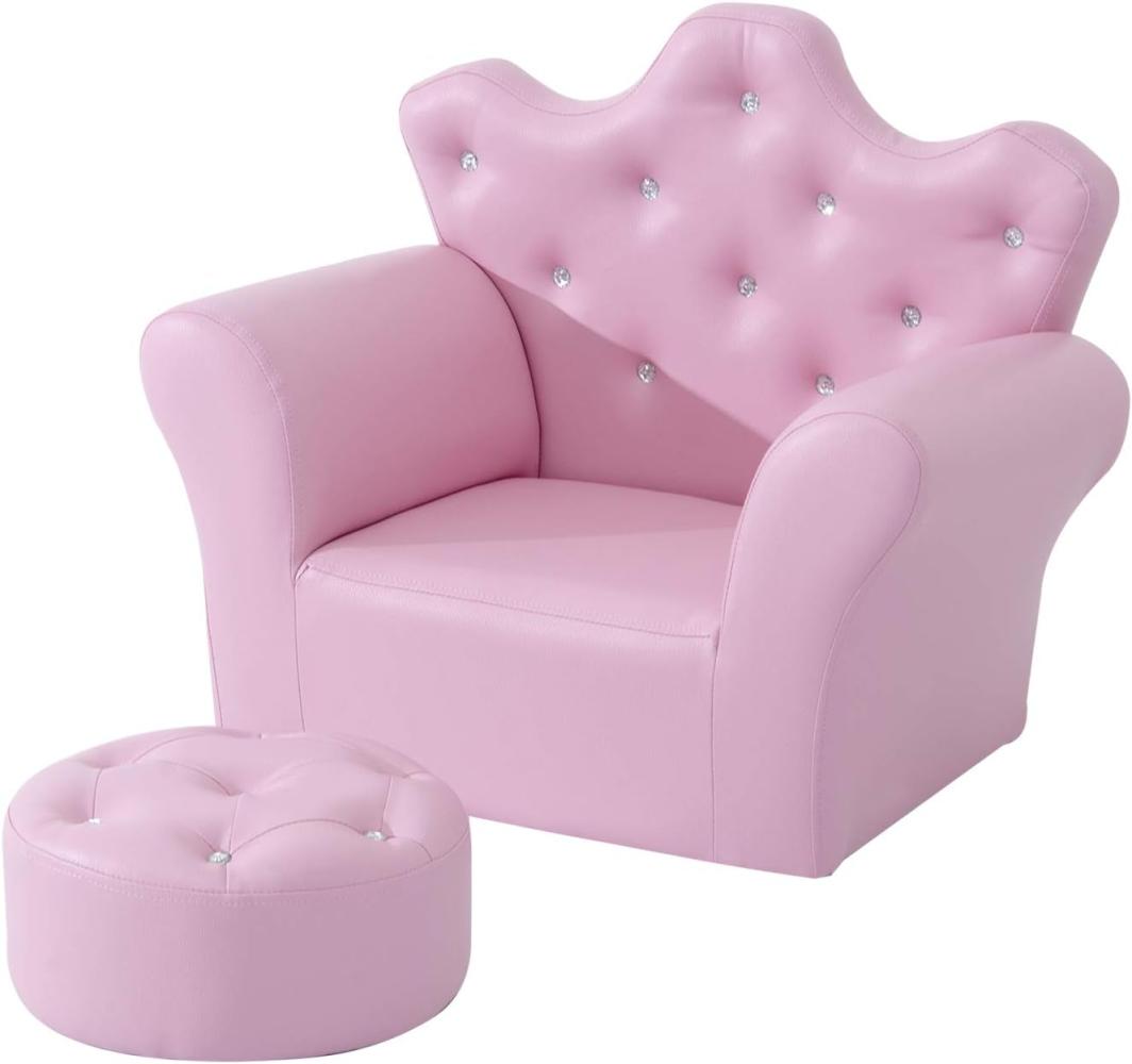 HOMCOM Sessel Kindersofa mit Ottomane Prinzessinnen (Prinzessinnen Sofa, 1-St, Kindersofa), Rosa 58 x 40.5 x 49 cm Bild 1