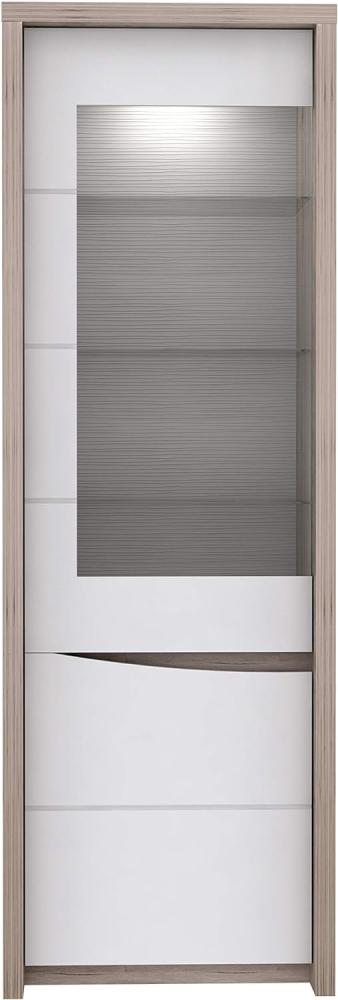 FORTE Saint Tropez Vitrine mit LED Beleuchtung, Holzwerkstoff, Beige/Braun/Weiß, 63 x 190 x 42 cm Bild 1