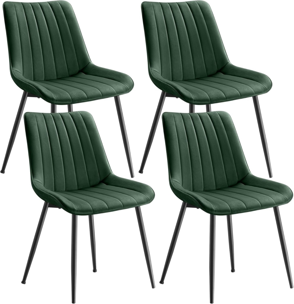 SONGMICS Esszimmerstuhl 2er Set, Küchenstuhl, Samt,Polsterstuhl, bis 120 kg belastbar, Stahlbeine, Gebogene Rückenlehne, für Esszimmer, Küche, grün-tintenschwarz LDC090C01 Bild 1