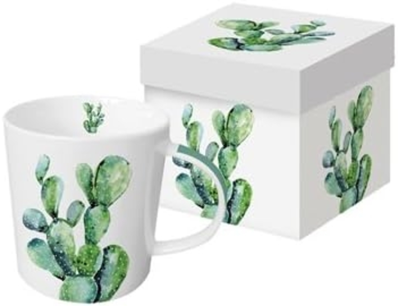 PPD Cactus Trend Kaffeebecher, Kaffeetasse, Tasse, Kaffee Becher, New Bone China, Weiß Grün, 350 ml, 603278 Bild 1