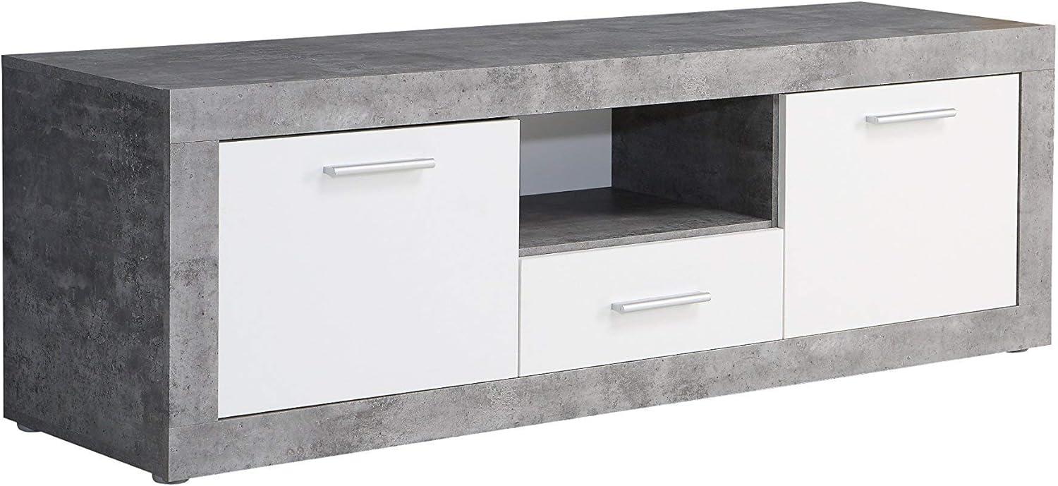 FORTE Baccio TV-Unterschrank, Holzwerkstoff, Grau/Weiß, 147,7 x 49,8 x 41 cm Bild 1