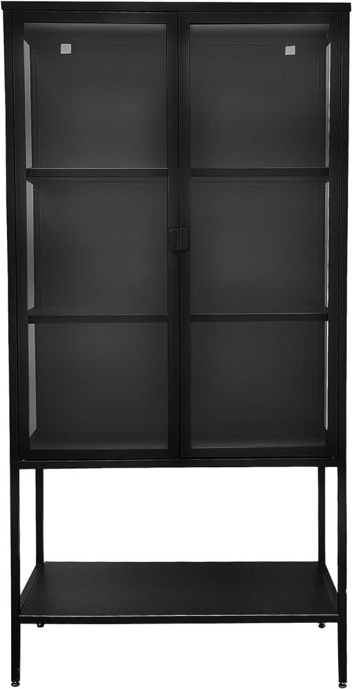 osoltus Vitrine Schrank Glasschrank Stahl cube schwarz Industrial 160x80cm Bild 1