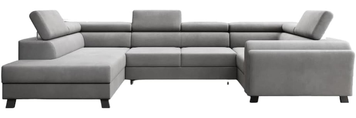 Designer Sofa Emilio mit Schlaf- und Klappfunktion Samt Grau Links Bild 1