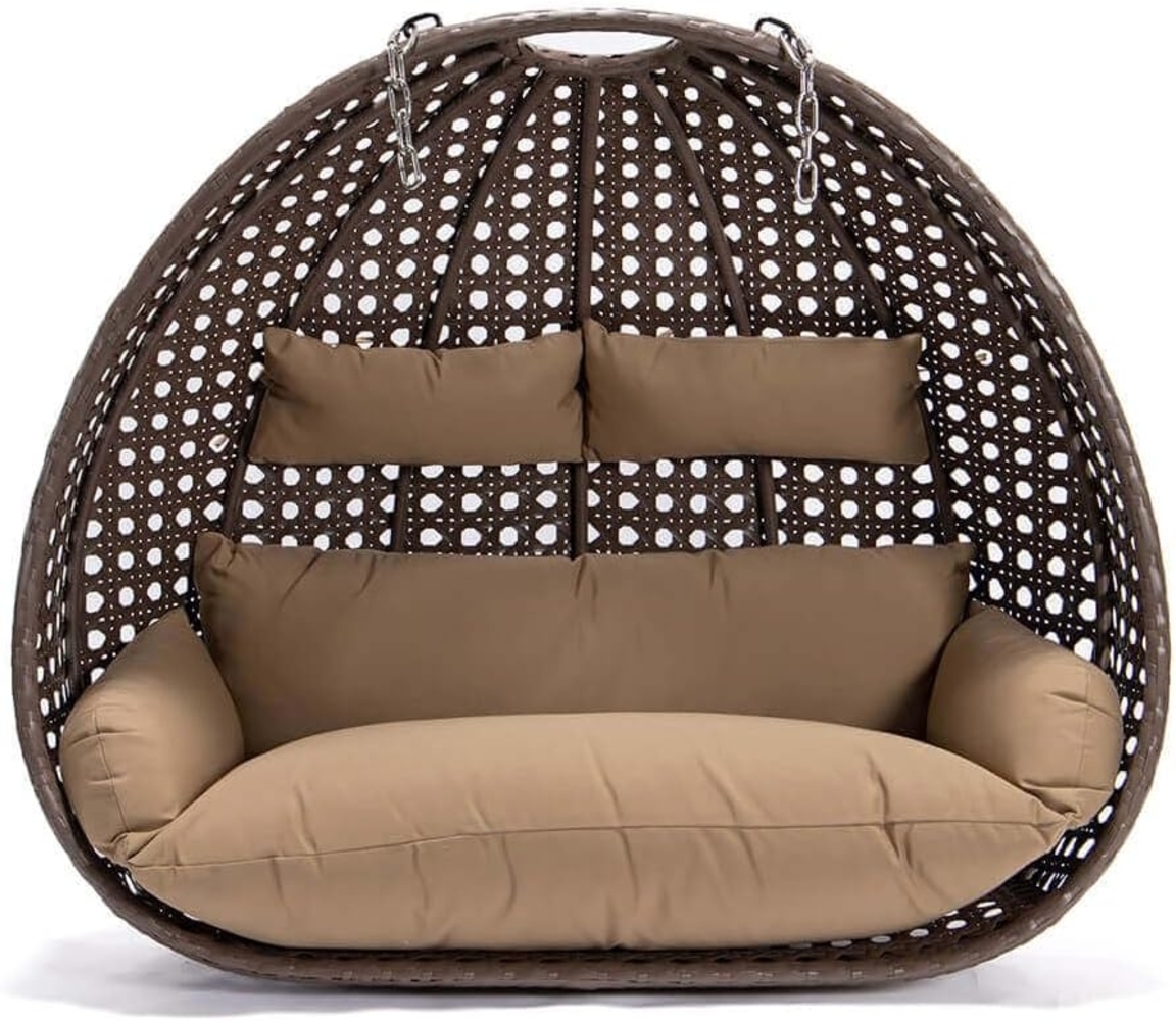 HOME DELUXE Polyrattan Hängesessel nur Korb und Kissen TWIN - Braun Bild 1