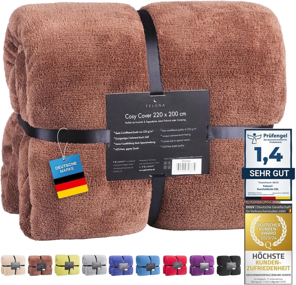 Wohndecke Kuscheldecke XXL, Feluna, Tagesdecke Kaschmir-Touch 220 x 200 cm Bild 1