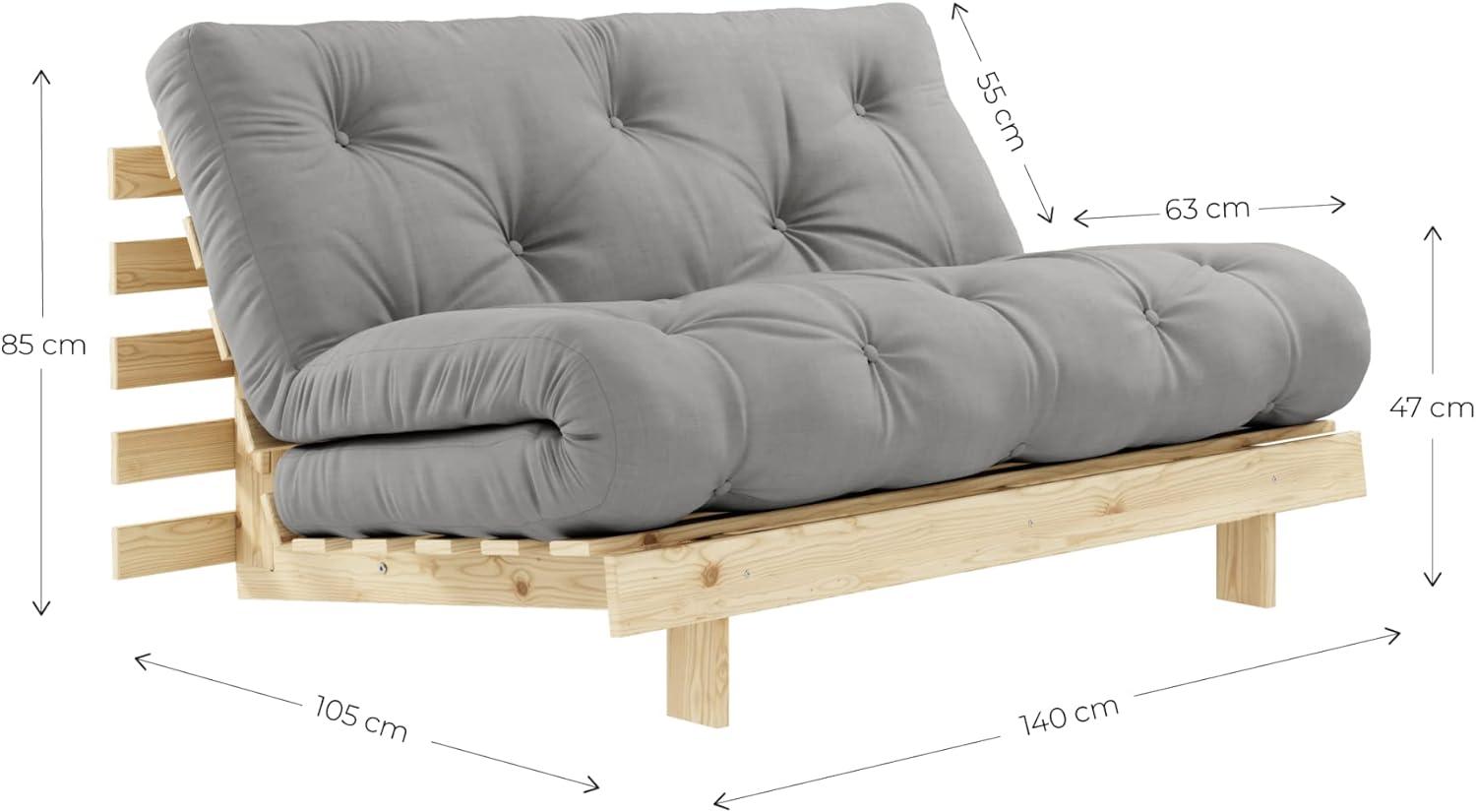 KARUP DESIGN ROOTS Futonsofa Gestell unbehandelt Matratze Grau Bild 1