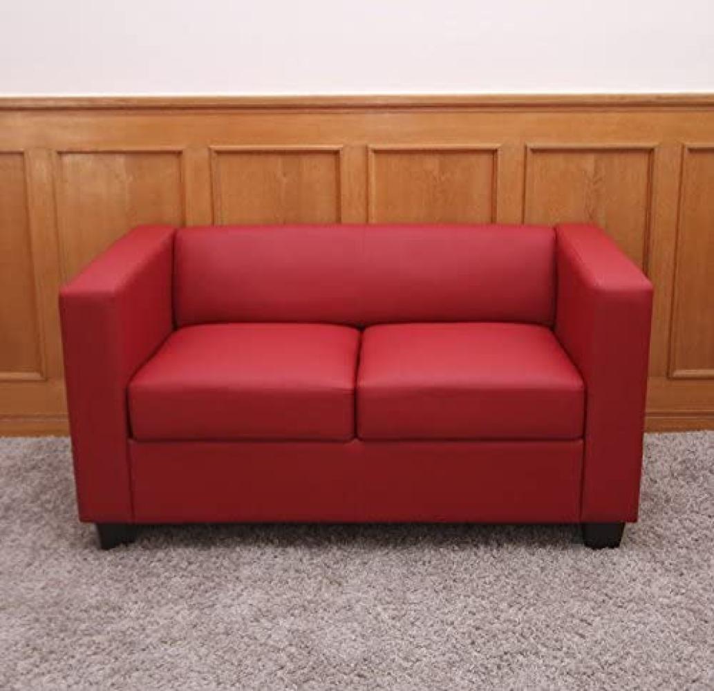 2er Sofa Couch Loungesofa Lille ~ Leder, rot Bild 1