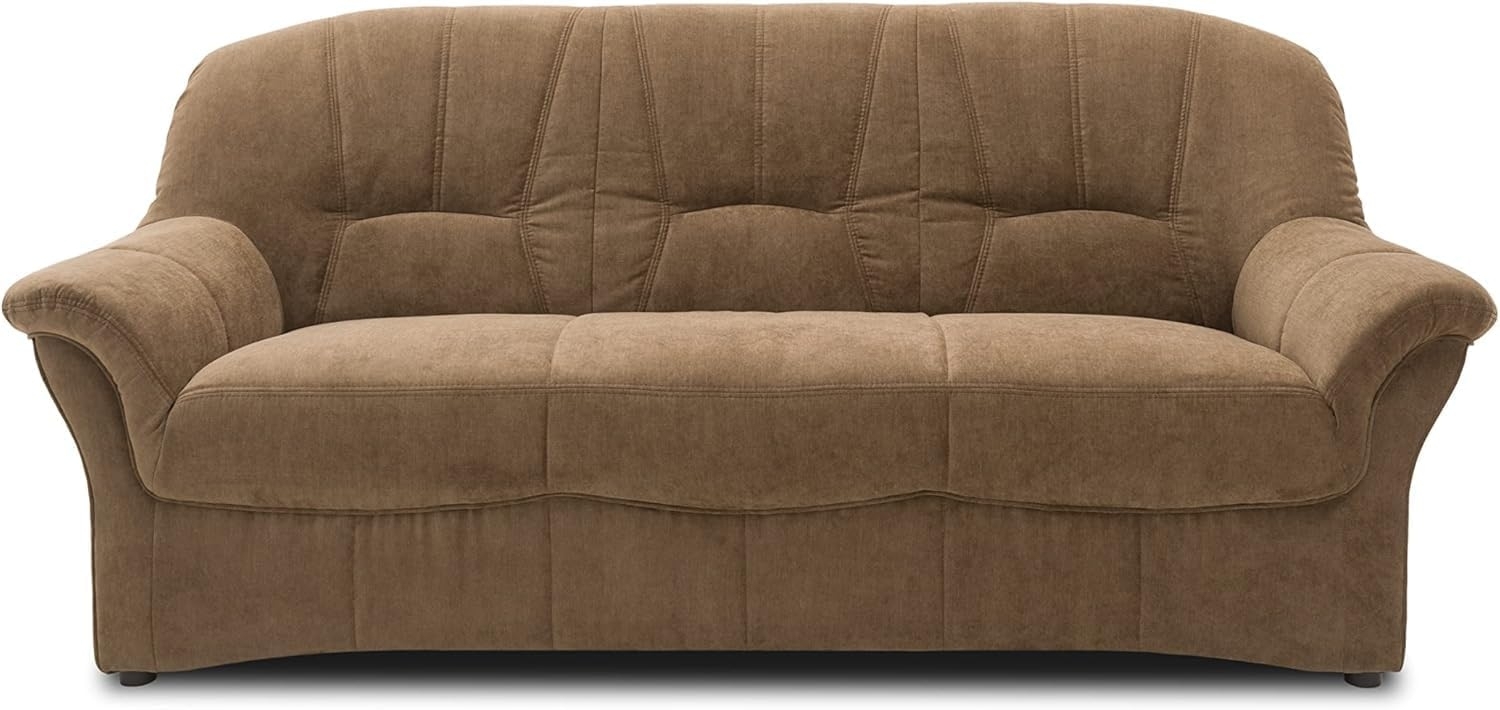 DOMO Collection Bahia FK Sofa, 3er Couch mit Federkernpolsterung, Federkernsofa in klassischem Design, 3 Sitzer, Polstermöbel, braun, 200 cm Bild 1