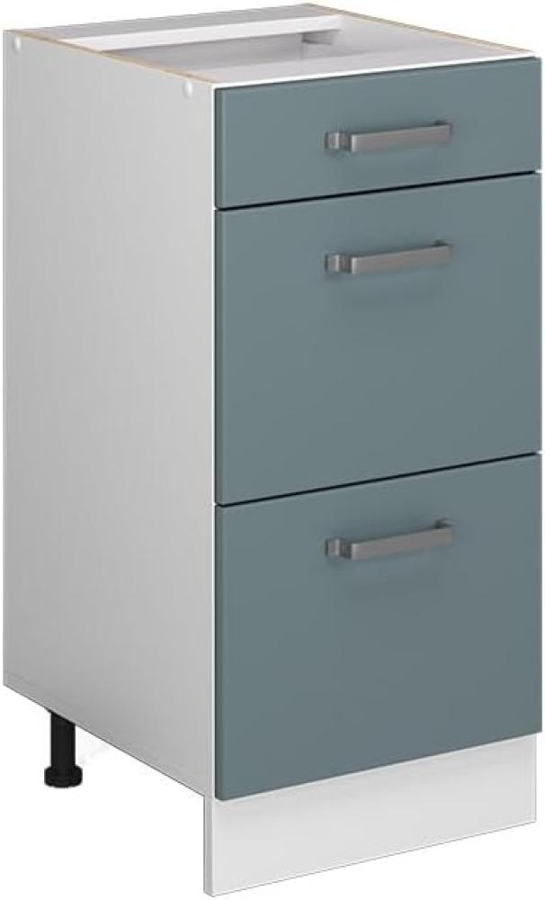 Vicco Küchenunterschrank R-Line, Blau-Grau/Weiß, 40 cm mit Schubladen, AP Eiche Bild 1