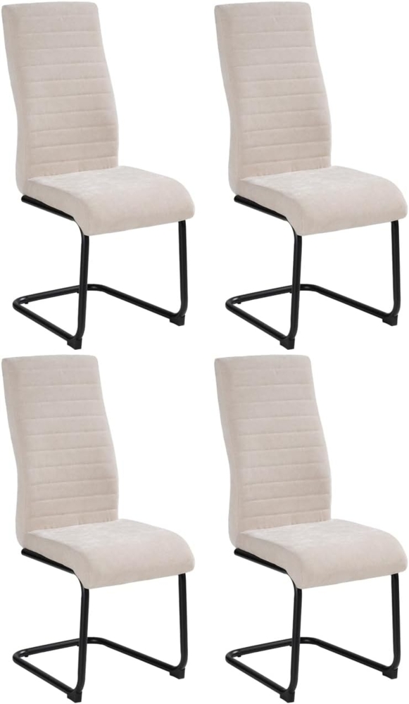 Home4You Freischwinger Schwingstühle 4er Set, Beige, Webstoff, Metall, mit Quersteppung Bild 1