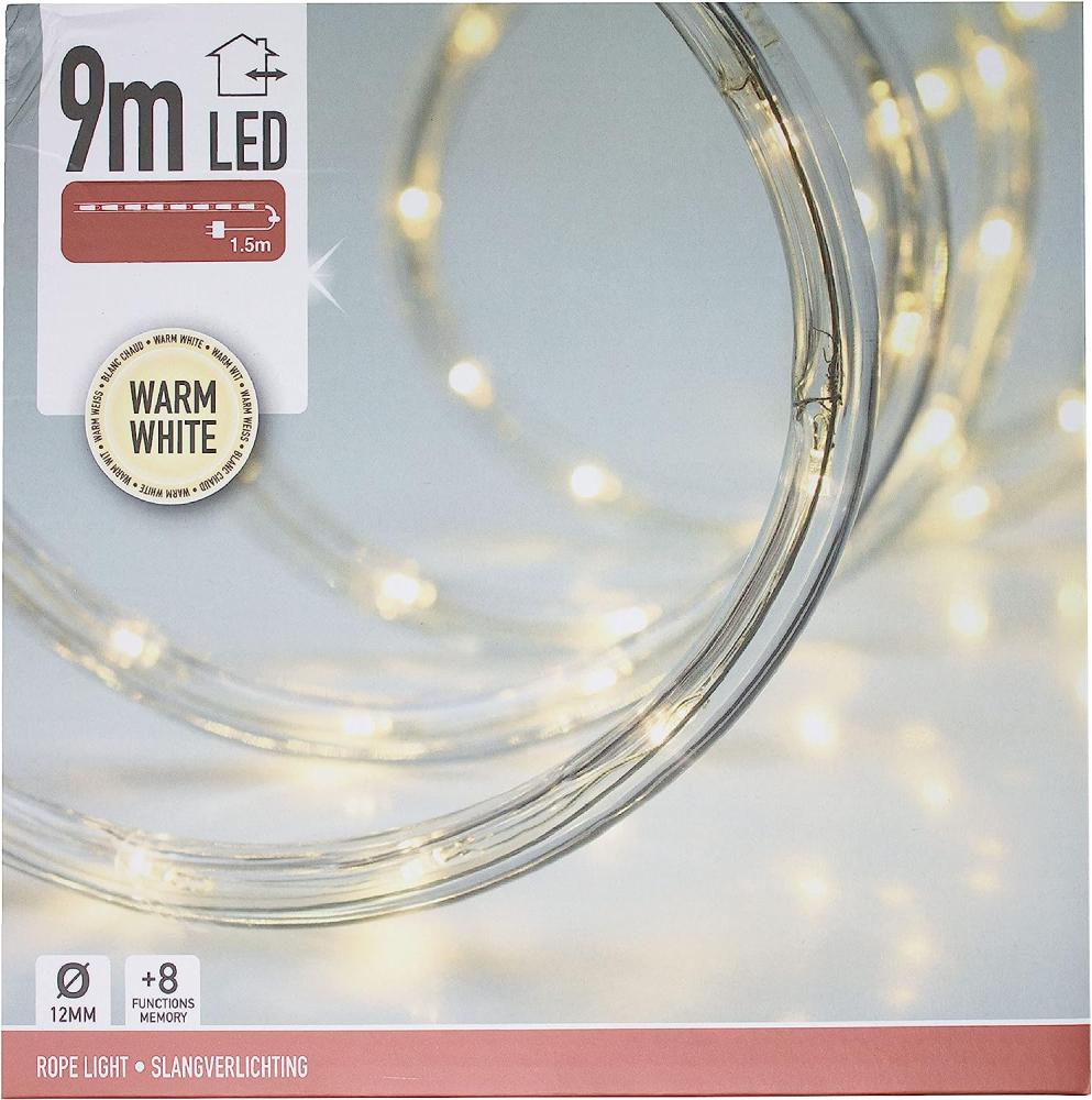 LED Lichtschlauch 9m Lichterkette Ø12mm mit 8 Lichteffekte warmweiß Innen Außen Bild 1