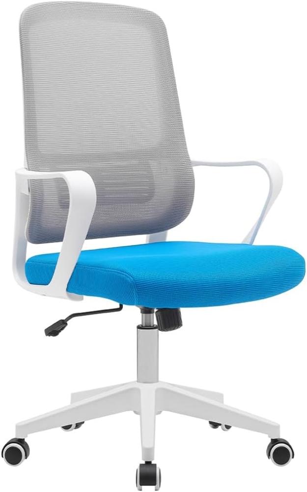 BAKAJI Sedia da Ufficio Blu e Grigio Poltrona da Scrivania Girevole Regolabile 98-108cm Bürostuhl, Legierter Stahl Nylon, Blau und Grau, 57 x 98-108 cm Bild 1