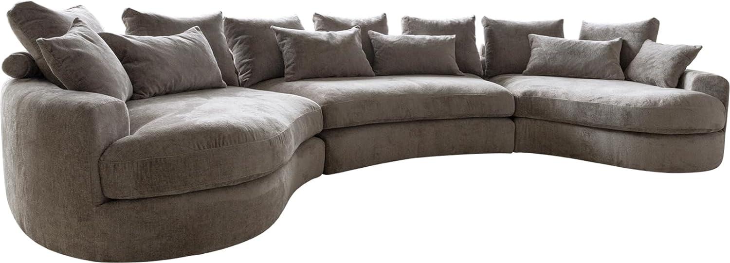 Megasofa Estrea 410x155 cm Webstoff Taupe Rundsofa Bild 1