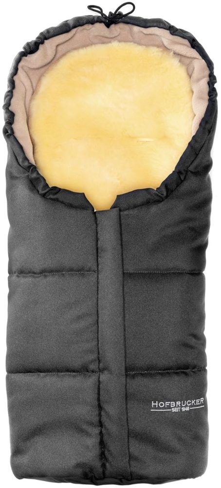 Fußsack Hofbrucker Lammfell-Fußsäckchen Leni für Babyschale und Kinderwagen, warmer Winterfußsack mit echtem Lammfell wind- und wasserabweisend waschbar 80 x 35 cm Made in Germany Bild 1