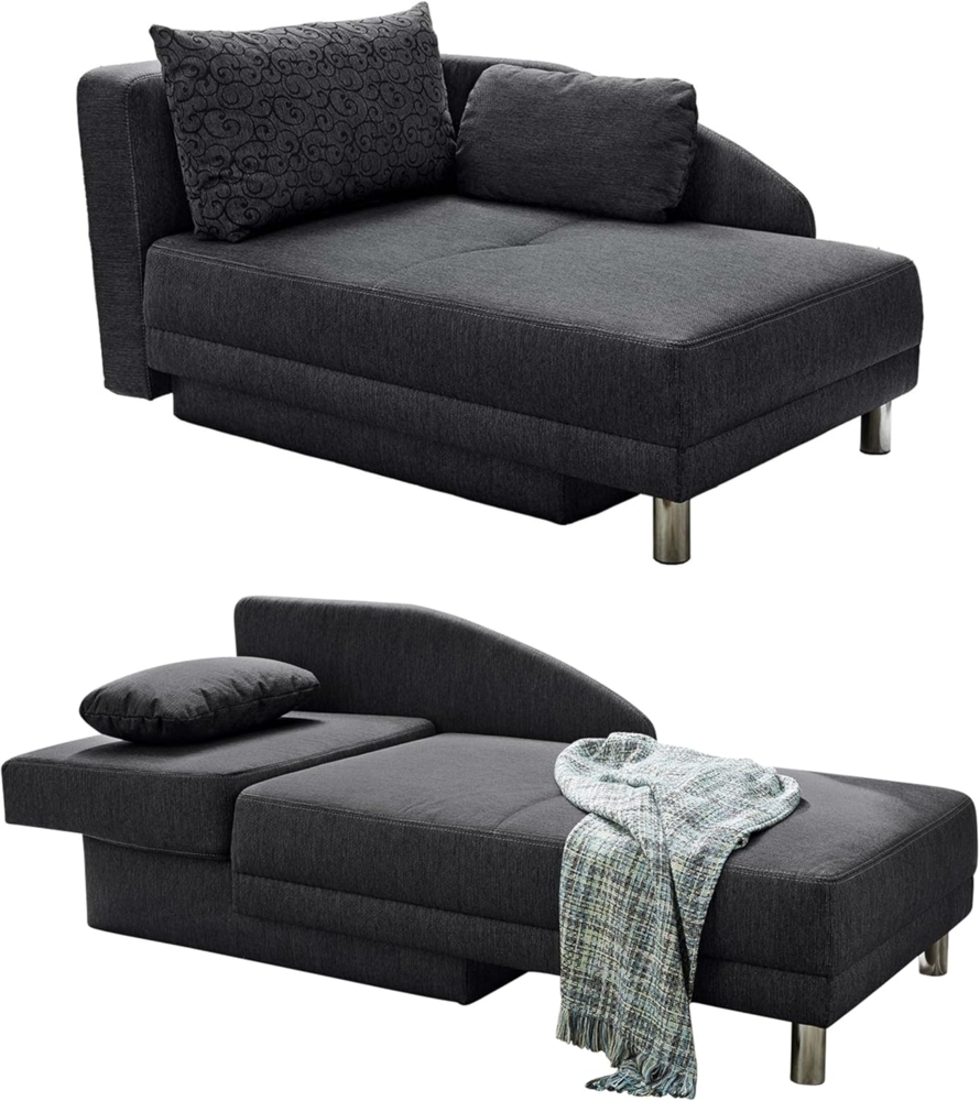 RÉCAMIERE-SCHLAFSOFA mit Bettkasten, Federkern, seitenverkehrt montierbar B149/T90/H80 cm, Liegefläche 200x84 cm, Webstoff Anthrazit Bild 1