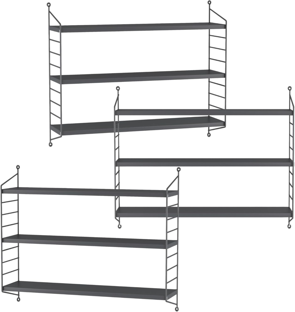 Modulares Wandregal Strängnäs 3er Set Dunkelgrau [en. casa] Bild 1