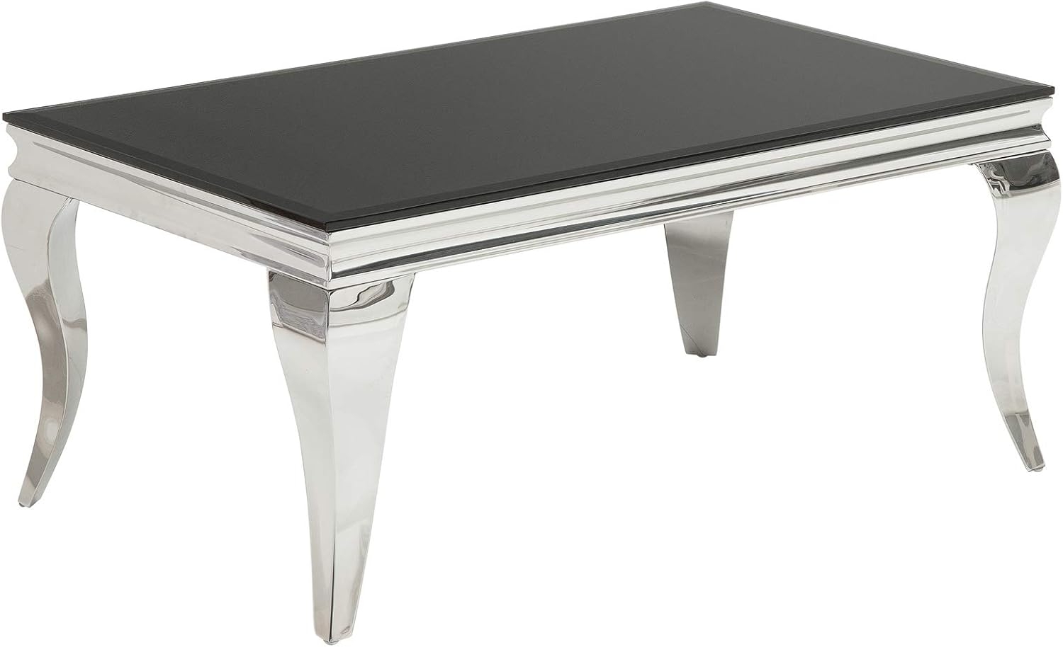 riess-ambiente Couchtisch MODERN BAROCK 100cm schwarz / silber (Einzelartikel, 1-St), Wohnzimmer · Opalglas-Platte · Edelstahl-Beine · eckig · Design Bild 1