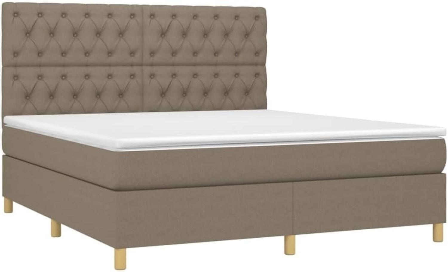 vidaXL Boxspringbett mit Matratze Taupe 160x200 cm Stoff 3142589 Bild 1