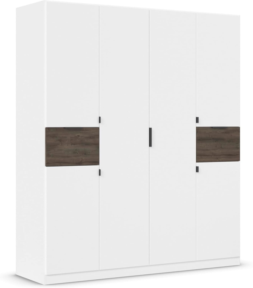 Rauch Möbel Ticao, Drehtürenschrank, Kleiderschrank, Kleiderschränke, Garderobe, Schrank mit Stauraum, 6-türig, 2 Schubladen, Farbe Weiß-Atlantic Oak Dunkel, Holz, 181 x 210 x 54 cm Bild 1