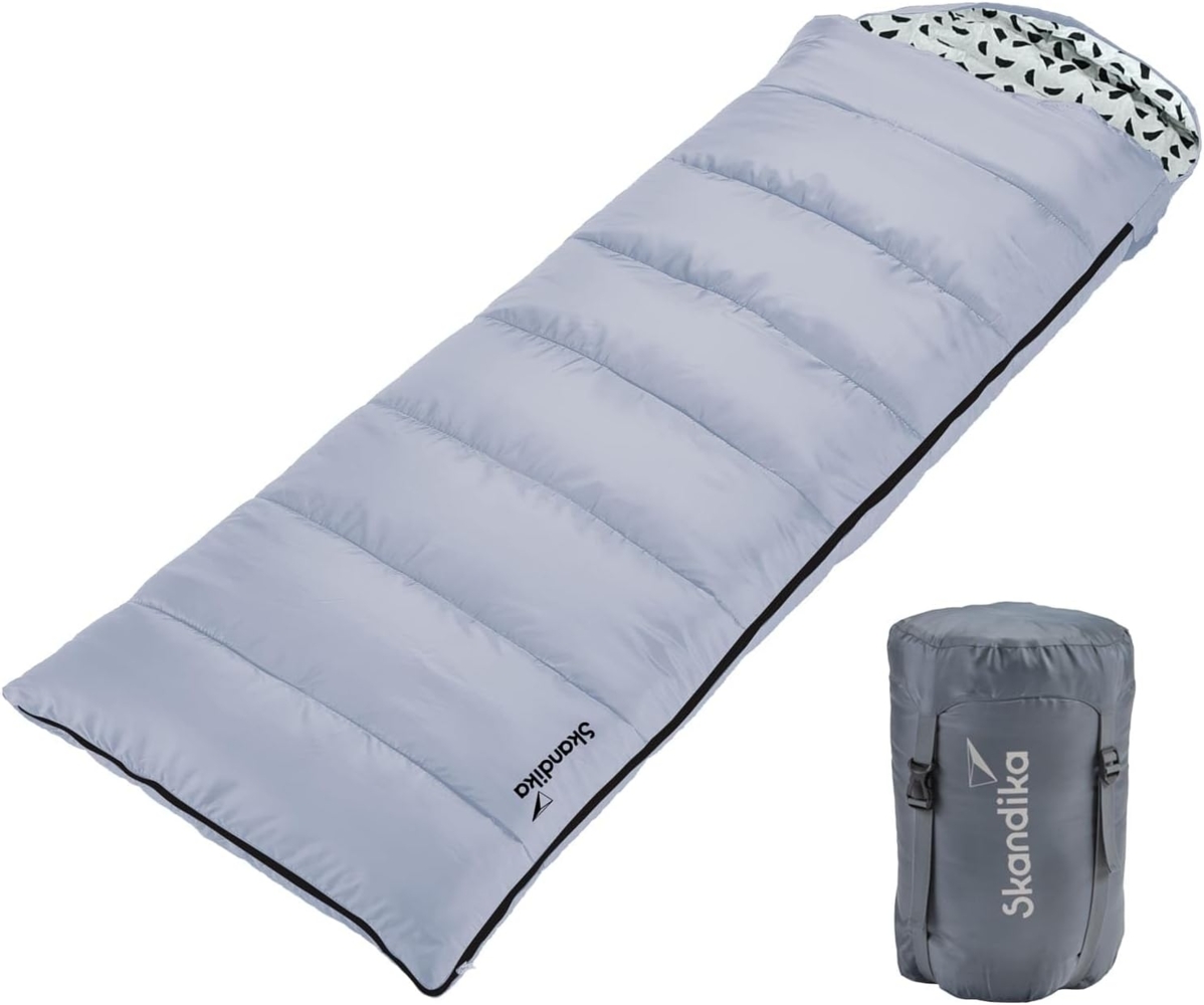 Skandika Schlafsack Iceland Single, Deckenschlafsack Outdoor für Erwachsene, 3 Jahreszeiten, 220 x 80 cm, Doppelschlafsack, Camping Schlafsäcke Bild 1