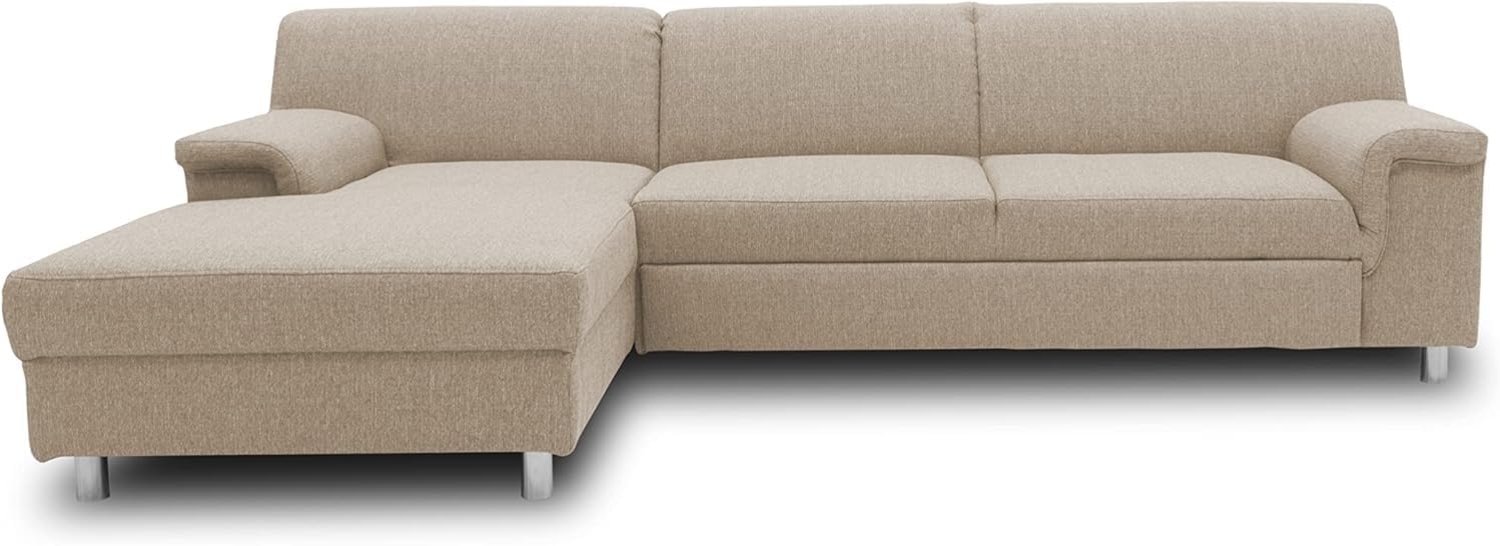DOMO Collection Junin Ecksofa, Sofa in L-Form mit Schlaffunktion, Couch Polsterecke, Moderne Eckcouch, beige, 150x251 cm Bild 1
