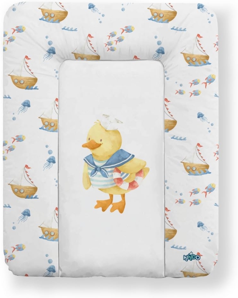 Kikido Wickelauflage 50x70 cm - Ente - Baby Wickelauflagen Wasserfest, Abwaschbar und Pflegeleicht - Wickelunterlage Weich Tragbare, Leicht zu Reinigen - OEKO-TEX - Universal-Wickelauflage 50x70 Bild 1