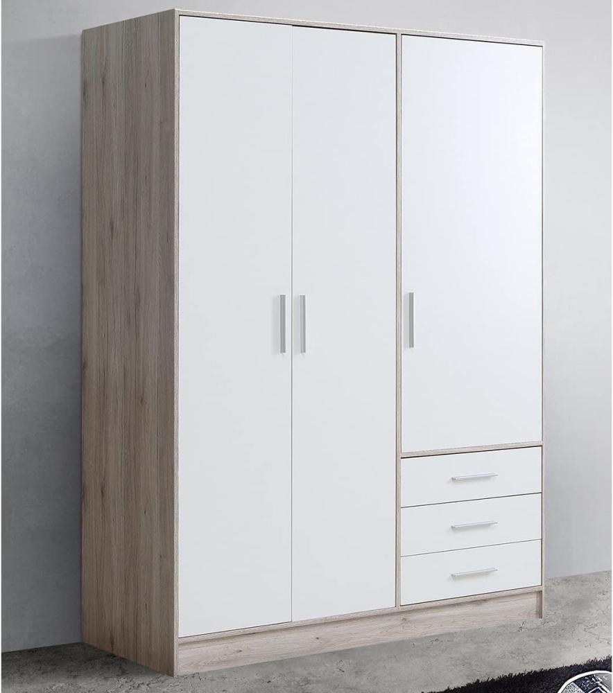 Kleiderschrank >Babbette< in Sandeiche Weiß - 144.6x200x60cm (BxHxT) Bild 1