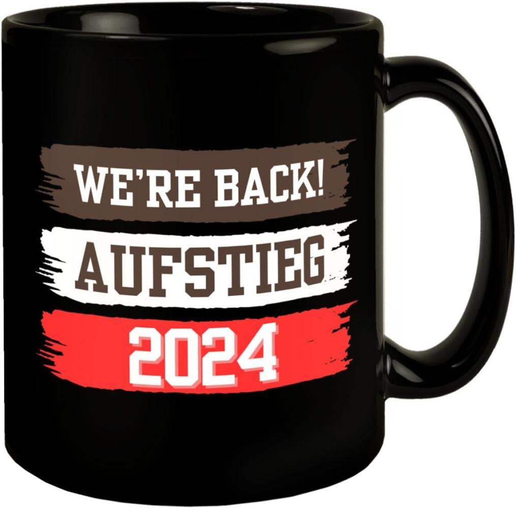 speecheese Tasse St. Pauli Aufstieg 2024 Tasse in Schwarz mit Spruch We're back Bild 1