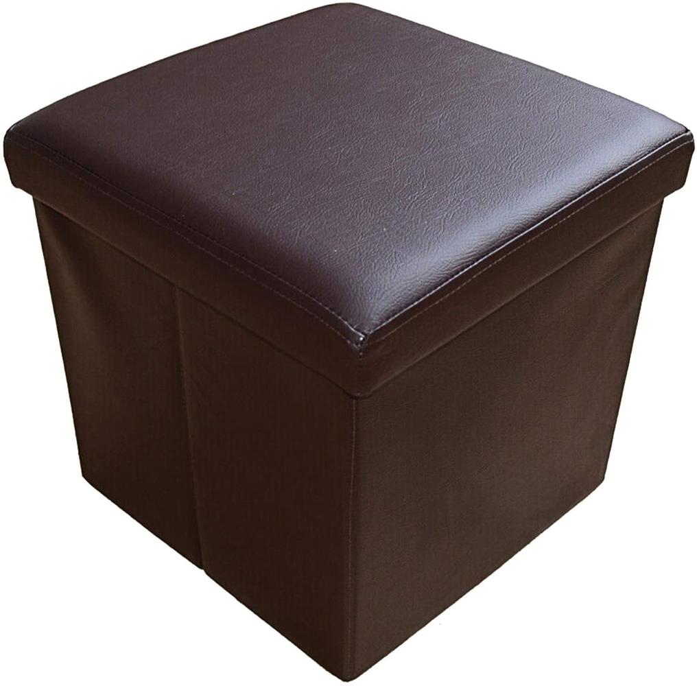 Style home Sitzhocker Sitzbank mit Stauraum, Faltbare Aufbewahrungsbox Sitztruhe Sitzwürfel Fußablage, belastbar bis 300 kg, Kunstleder, 38 * 38 * 38 cm (Braun) Bild 1