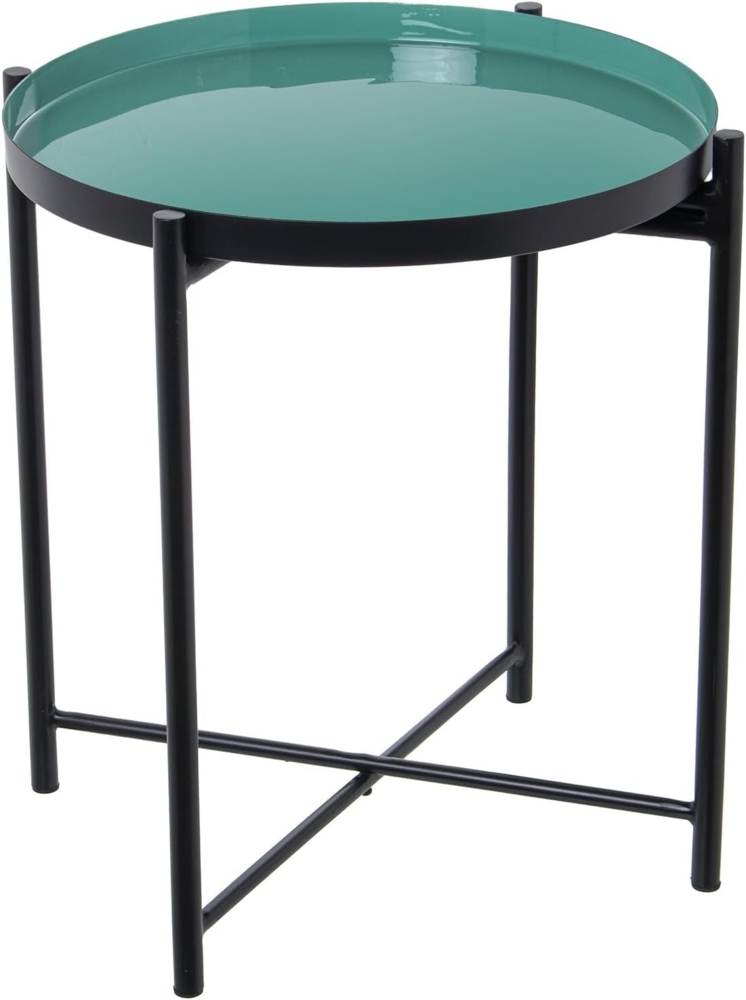DRW Beistelltisch aus emailliertem Metall in Grün und Schwarz, 50 x 50 x 52 cm Bild 1