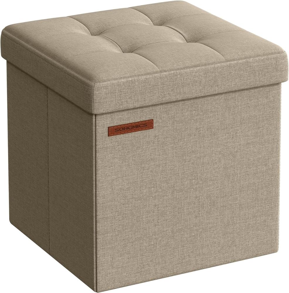 Songmics Sitzhocker mit Stauraum, kleine klappbare Sitzbank, 30 x 30 cm Fußbank, Aufbewahrungsbox, bis 130 kg belastbar, für Wohnzimmer Schlafzimmer Schlafsaal, Kamelbraun LSF028K01 Bild 1