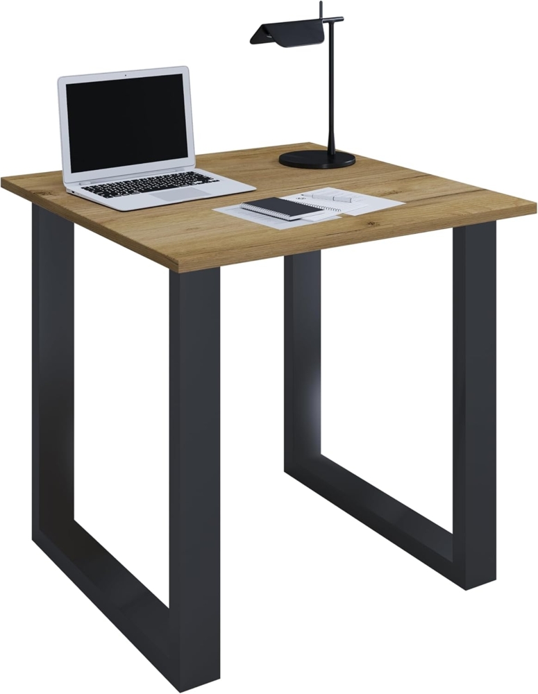 VCM Schreibtisch Lona 919633 Schwarz / Honig-Eiche H. 76 x B. 80 x T. 80 cm Bild 1