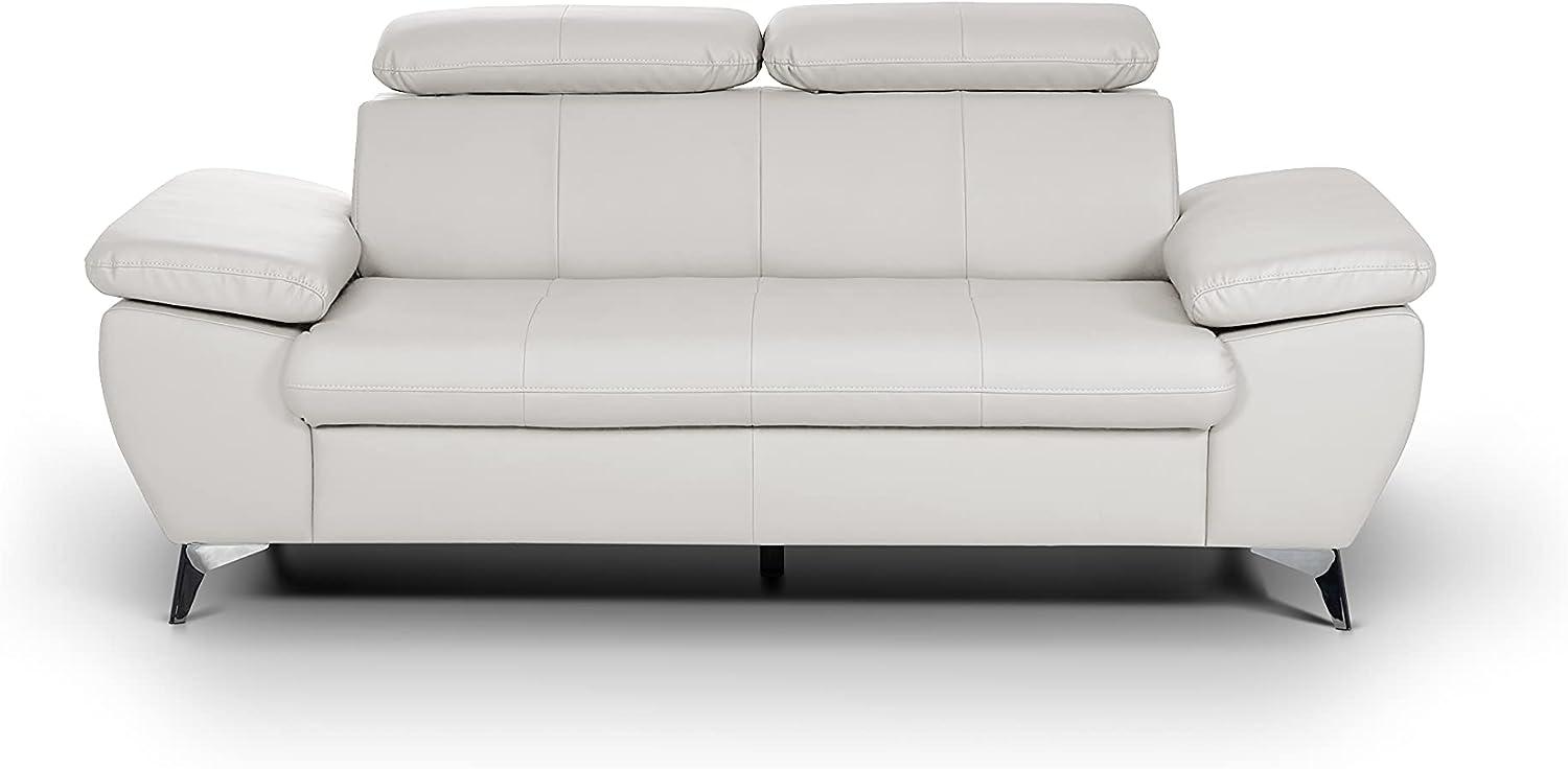 Mivano 2,5er-Sofa Gisele / Sofagarnitur mit Kopfteilverstellung und Armteilfunktion / 196 x 83 x 100 / Kunstleder, Weiß Bild 1