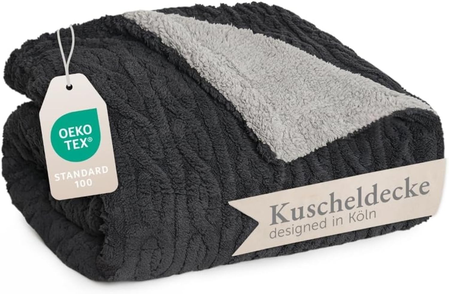 Wohndecke Oeko-TEX zertifizierte waschbare Wohn- & Kuscheldecke, Blumtal, mit weicher Sherpa-Innenseite Bild 1