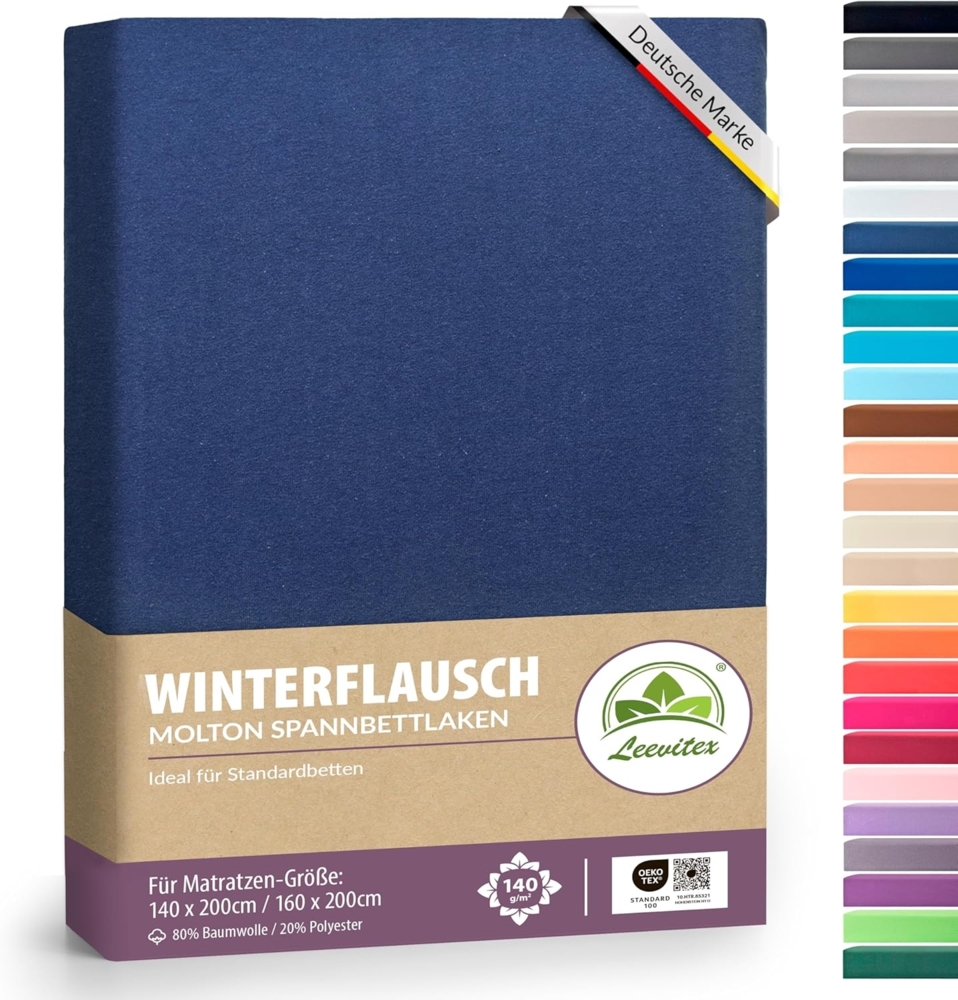 leevitex® Spannbettlaken für kalte Nächte – angenehm weich, passgenau, farbstark & pflegeleicht, Thermo-Fleece, Gummizug: Rundum, (1 Stück), OEKO-TEX zertifiziert, hautfreundlich, 40 cm Steghöhe, elastisch Bild 1