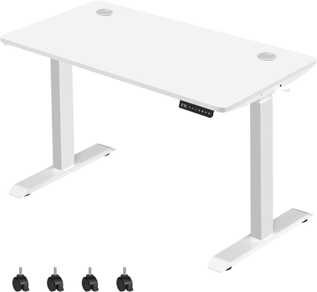 Höhenverstellbarer Schreibtisch elektrisch, 60 x 120 cm Tischoberfläche, stufenlos verstellbar, Memory-Funktion mit 3 Höhen, Auffahrschutz, weiß 120x60x71-117cm Bild 1