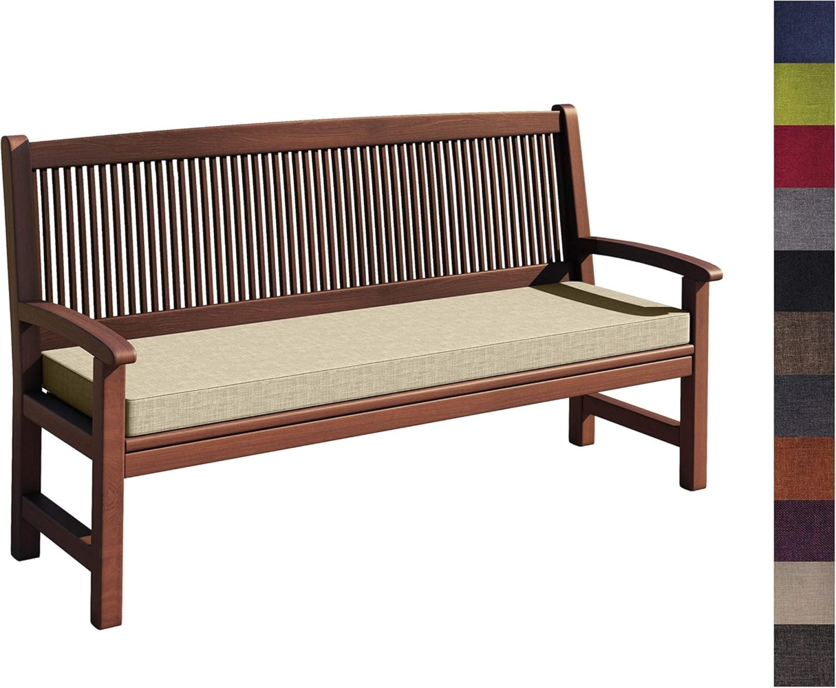 sunnypillow Bankauflage Stuhlkissen mit abnehmbarem Bezug Bankkissen Bankpolster Polsterauflage Auflage für Gartenbank viele Farben und Größen zur Auswahl (120 x 40 x 5 cm, Cremefarben) Bild 1